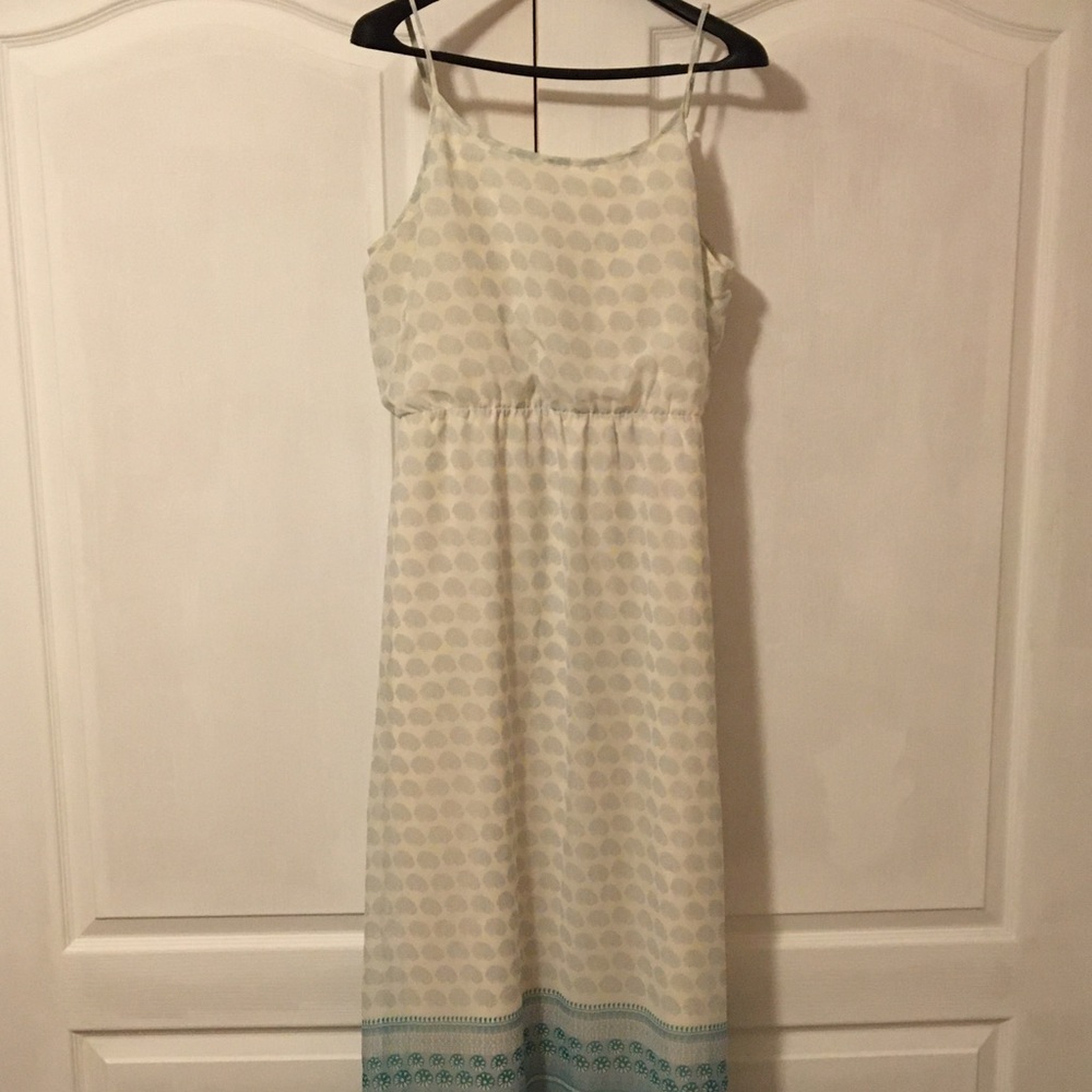 Cream and teal maxi dress